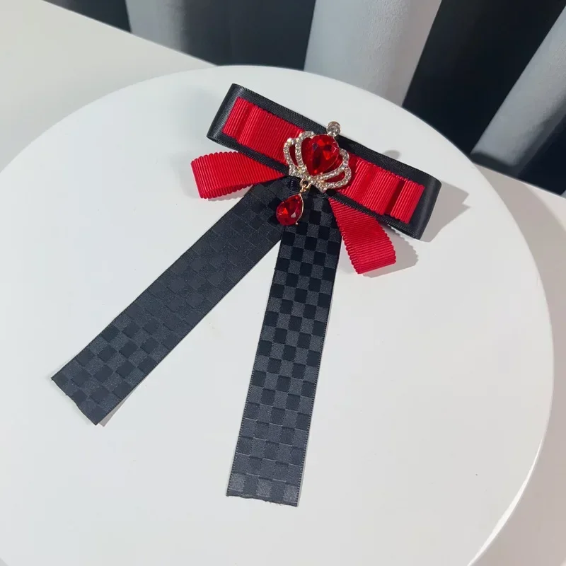 جديد المرأة القوس الفاخرة حجر الراين البريطانية الكورية نمط كلية نمط قميص دعوى طوق زهرة اكسسوارات اليدوية مجوهرات هدايا #2