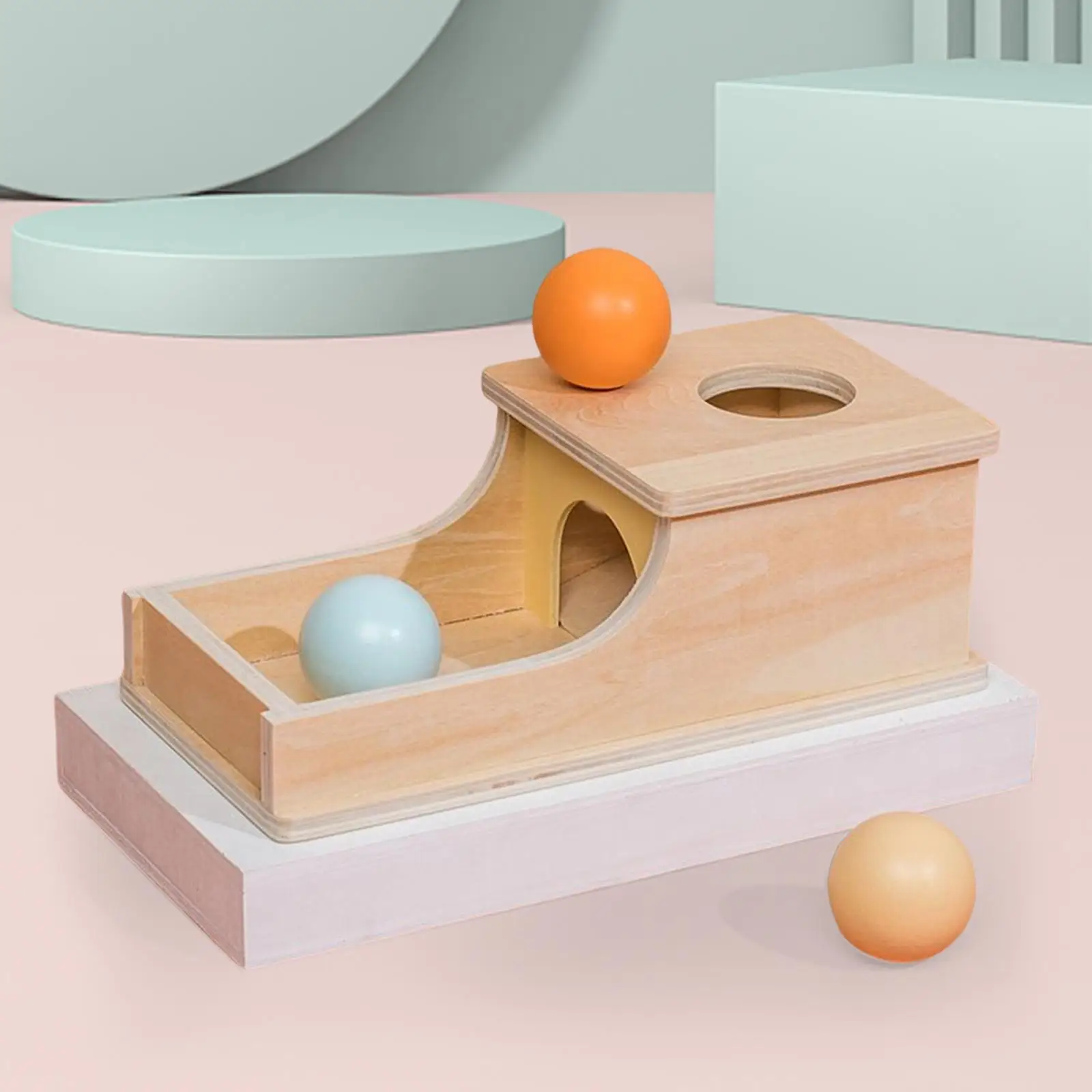 Montessori Object Permanence Box Met Dienblad En 3 Ballen Ontwikkelingsspeelgoedbal