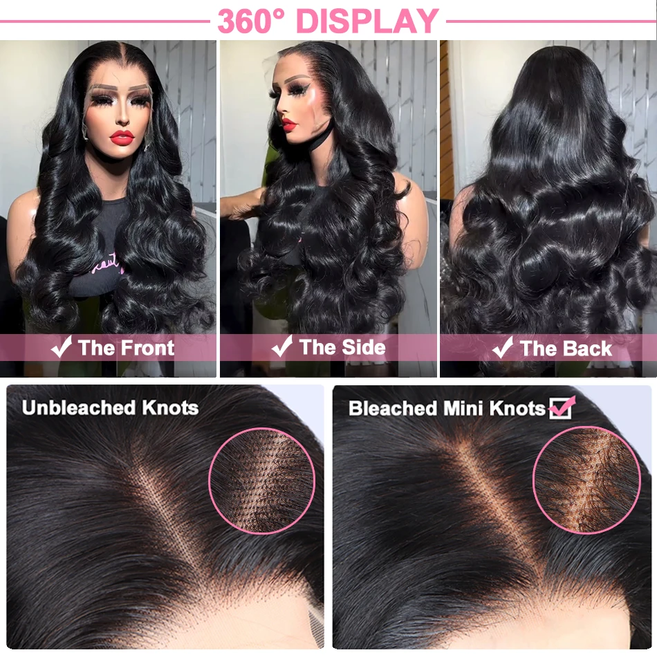 13x4 13x6 Hd Lace Frontal Wig Body Wave Transparent Lace Front Human Hair Wigs PrePlucked Water Wave Lace Front Wig For Women