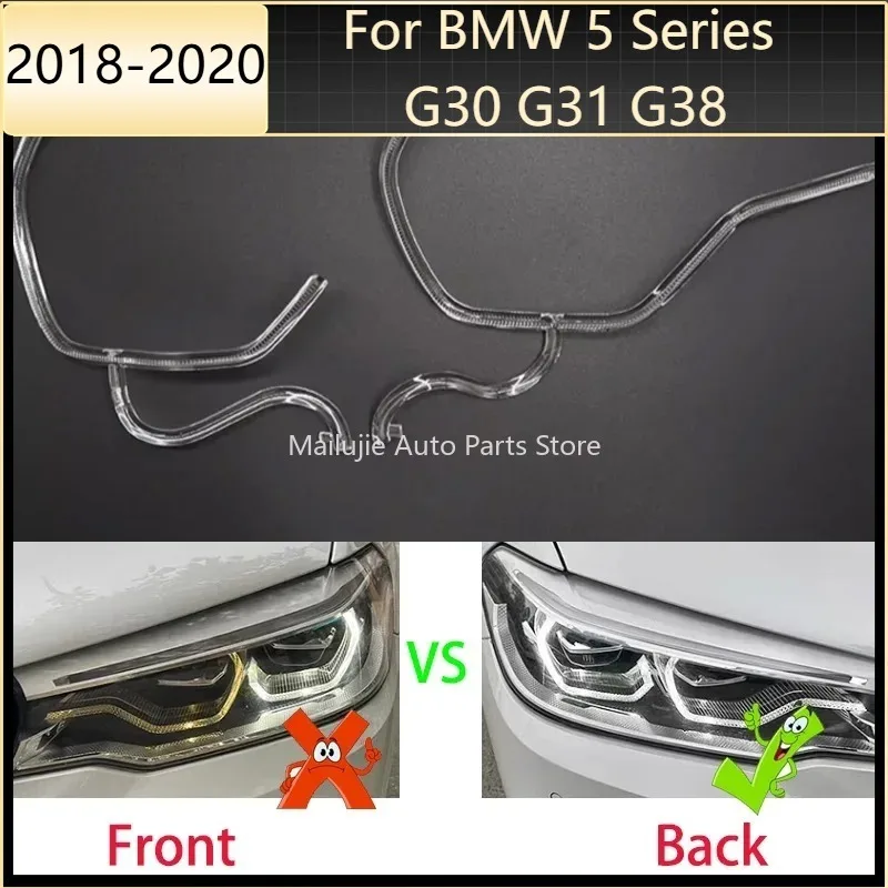 LED-Scheinwerfer DRL Lichtleiterrohr Angel Eye Lichtleiste Weiß für BMW 5er G30 G31 G38 2018-2020 Tagfahrlicht Teile