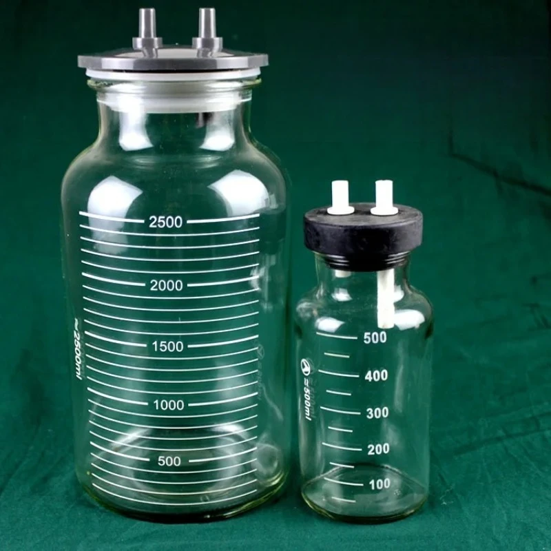 Glass High-Negative Pressure Drainage Bottle 500/1000/2500ml, Sputum Suction Collection Container for Phlegm Aspirator