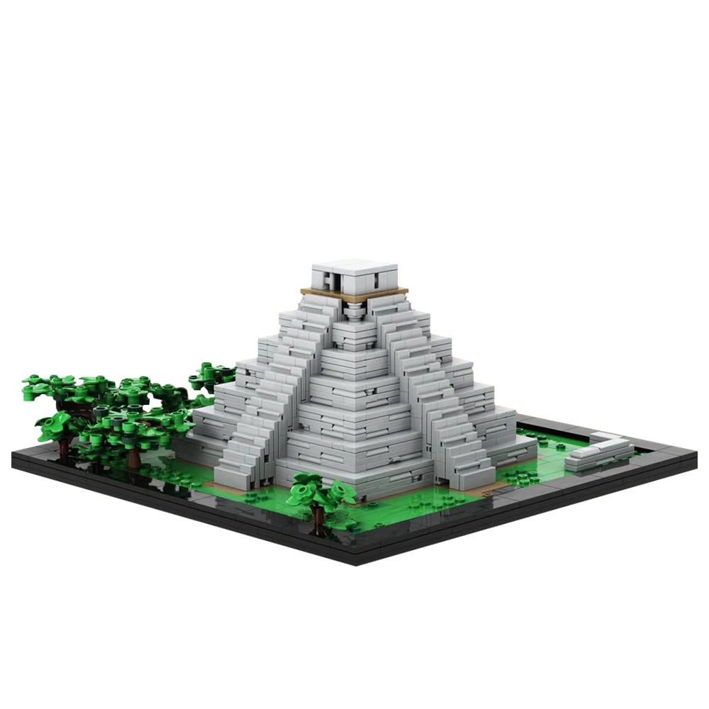MOC City Street View Piramide Maya Modello Building Block set Architettura retrò Punto di riferimento Educazione Giocattoli in mattoni Regalo di compleanno per bambini