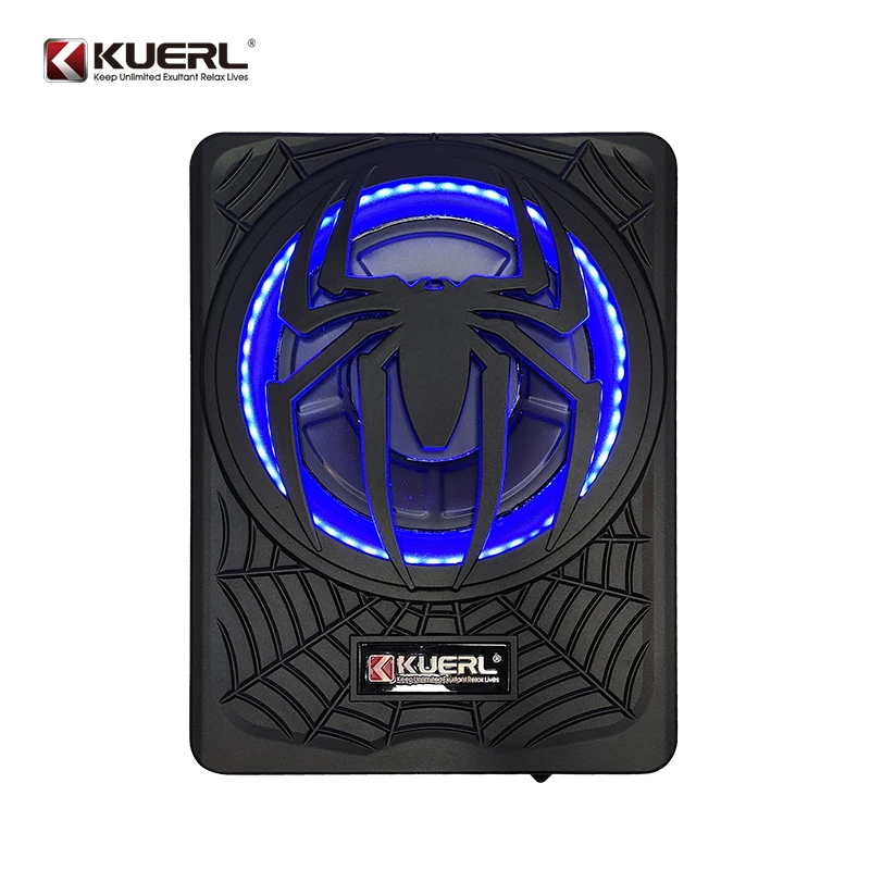 Top Sale KUERL 10 Inch RMS Power 200W  Max 800W Slim Under Seat Car Subwoofer Active Pure Bass Car Speaker with Light Optional