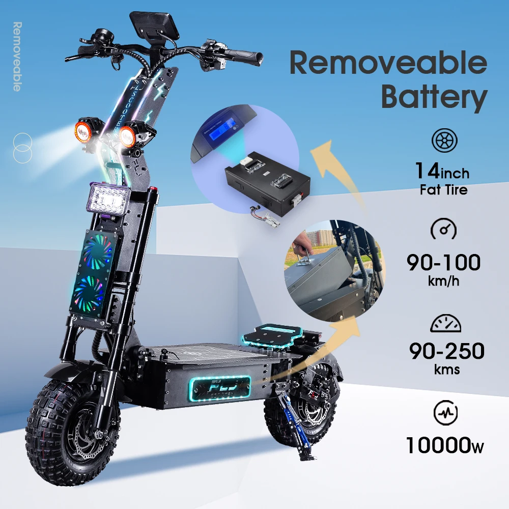 2024 Newest 10000W Electric Scooter with 14inch Off Road Removeable 80ah battery Kick Scooters