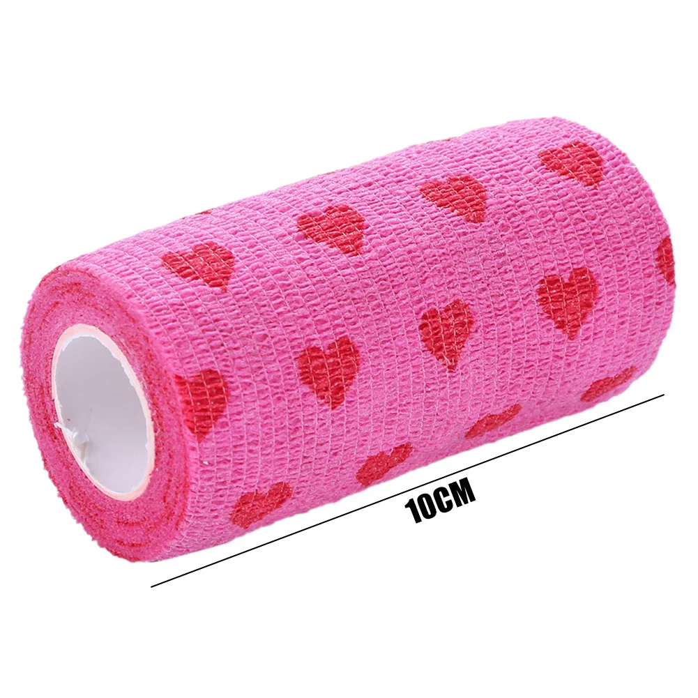 Rose Red Heart Rolls Bandages Elastic Nonwovens Bandage Non-woven Practical Beautiful Eco-friendly Elastoplast for Pets Animal images - 6