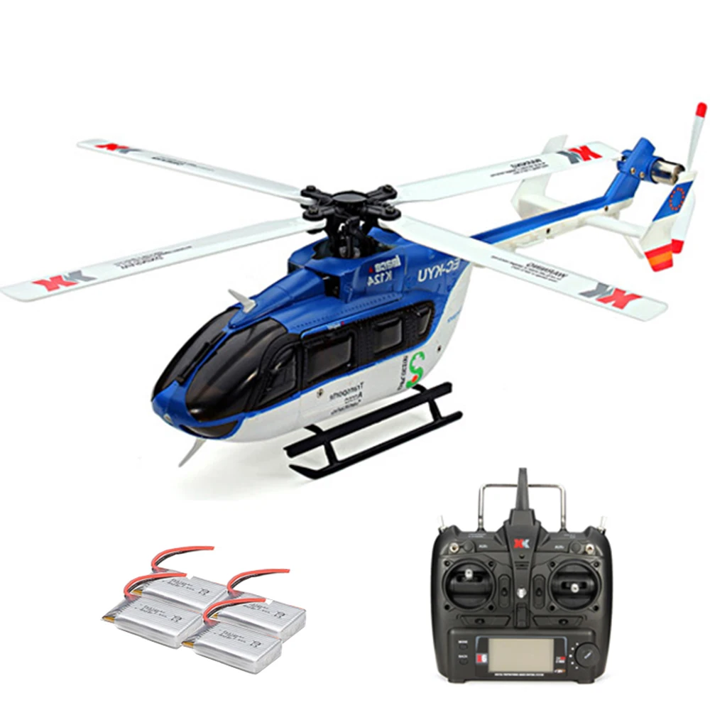 

XK K124 2.4G 6CH Brushless EC145 3D6G System RC Helicopter 4PCS 3.7V 700mAh Lipo Battery Version Compatible With FUTAB-A S-FHSS