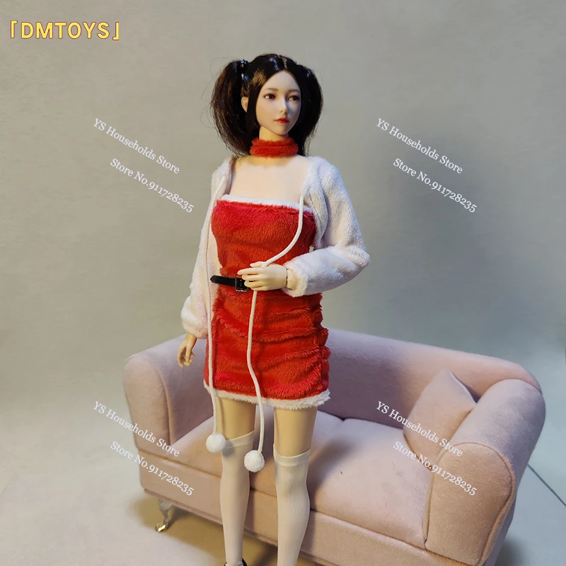 Dmtoys-女性兵士クリスマス美容赤いスカート、ミニロングストッキング、服セット、12 "アクションフィギュアボディ用アクセサリー、df067,1/6