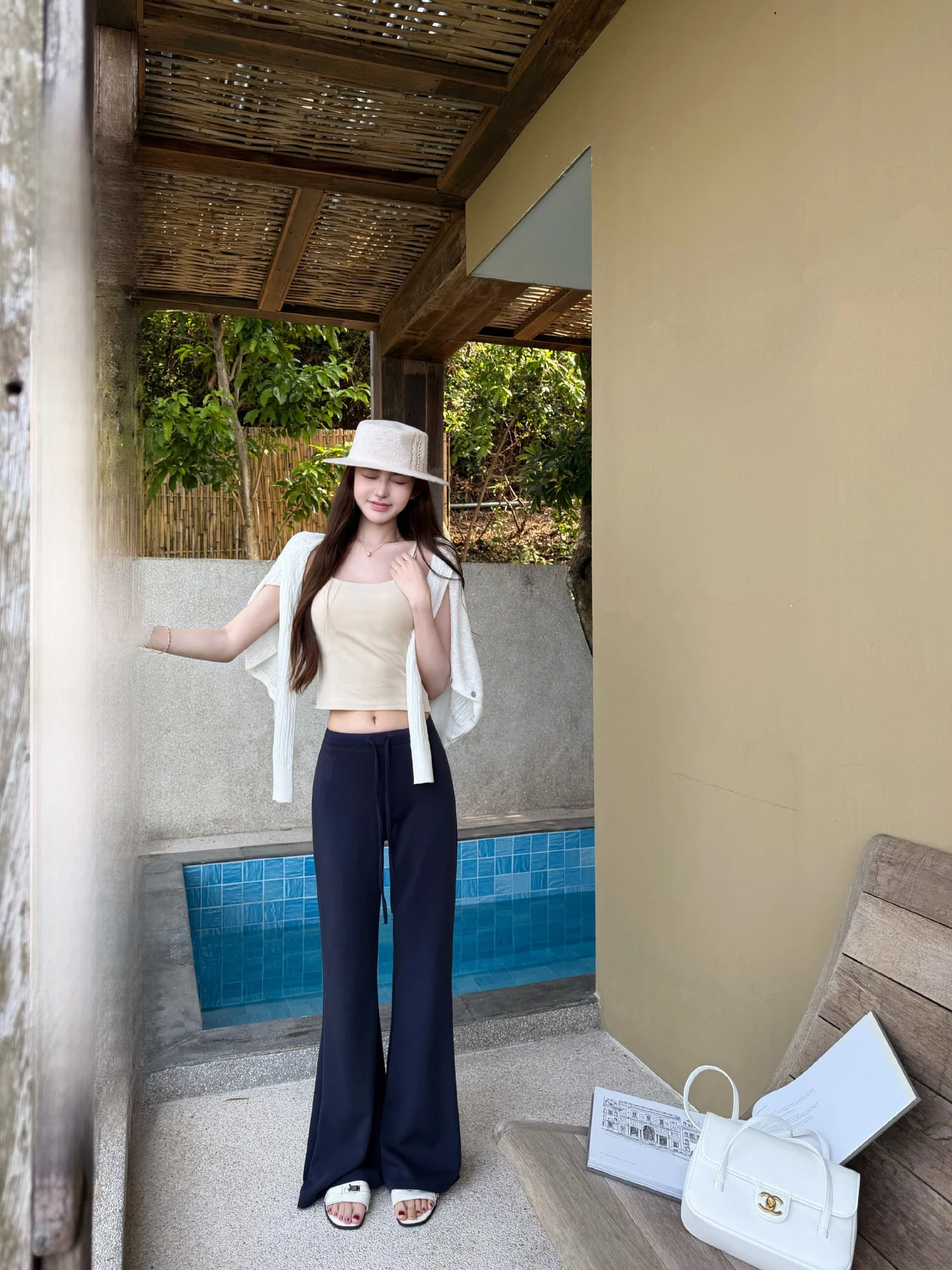 

OKMASHOP Женские повседневные брюки с высокой талией, прямые, летние, универсальные, удлиненные, слегка расклешенные, для коррекции фигуры