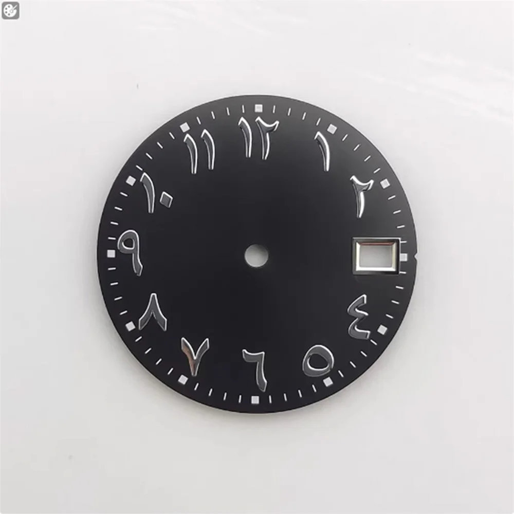 28.5MM Watch Dial Sunburst Roman/ Arabic Numeral Single Calendar Dial With Rail Ring for NH35/36/4R/7S Movement