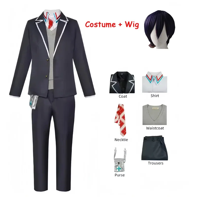 애니메이션 Vtuber Kenmochi Toya Tsukino Mito 코스프레 가발 VIRTUALSAN 유니폼 캠퍼스 JK 교복 할로윈 의상