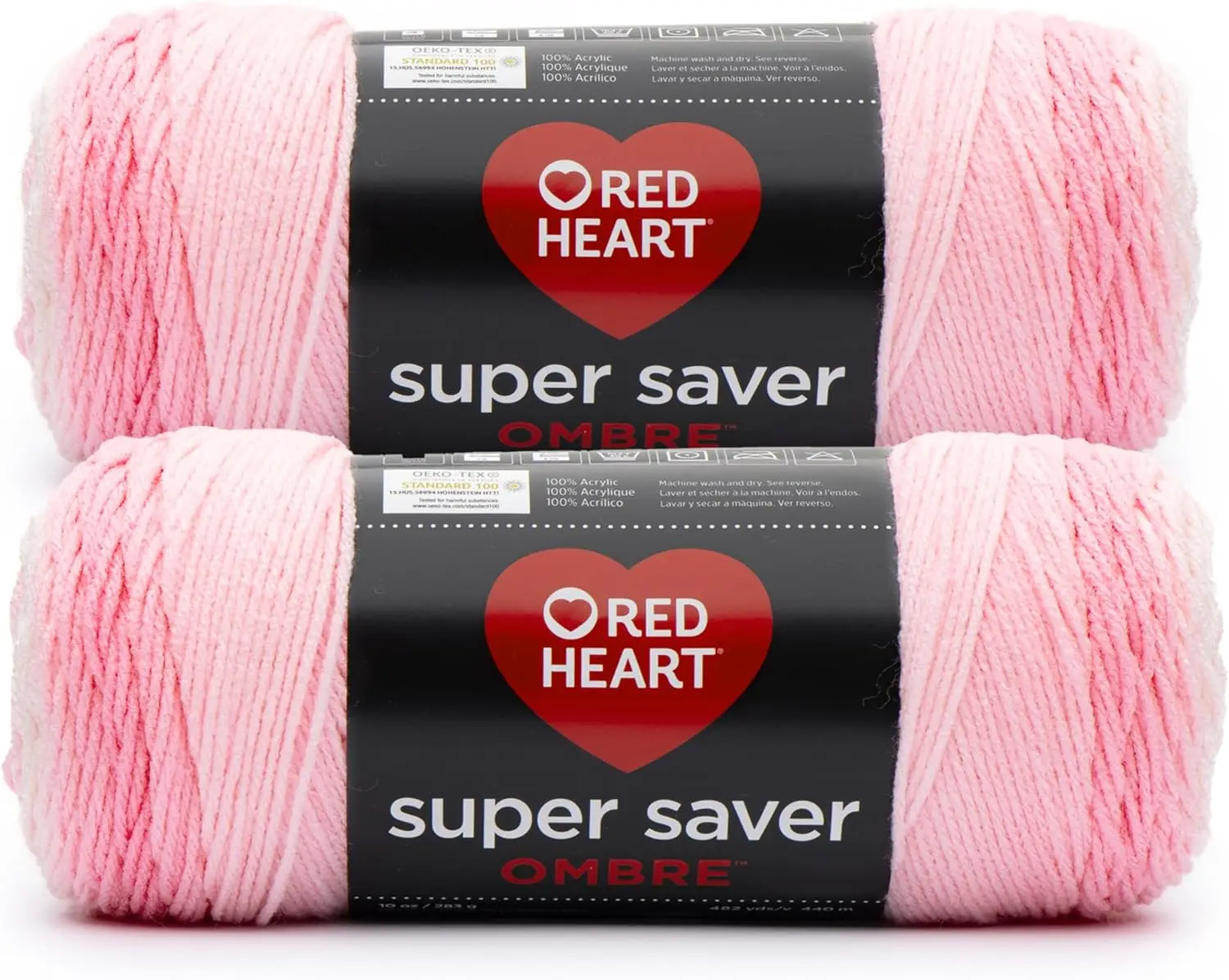 

Light Pink Yarn 2 Pack - 10oz/283g Each, 100% Acrylic, #4 Worsted Medium Weight, 482 Yards for Knitting and Crochet