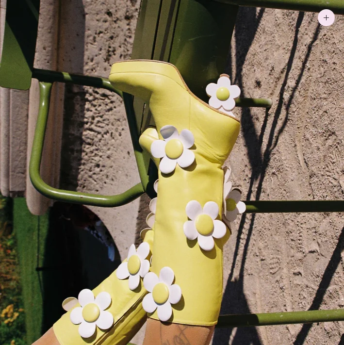 

New Dopamine Color Knee High Boots 3D Flower Decor Platform Round Toe Floral Heel Fashion Party Lovely Long Boots For Women