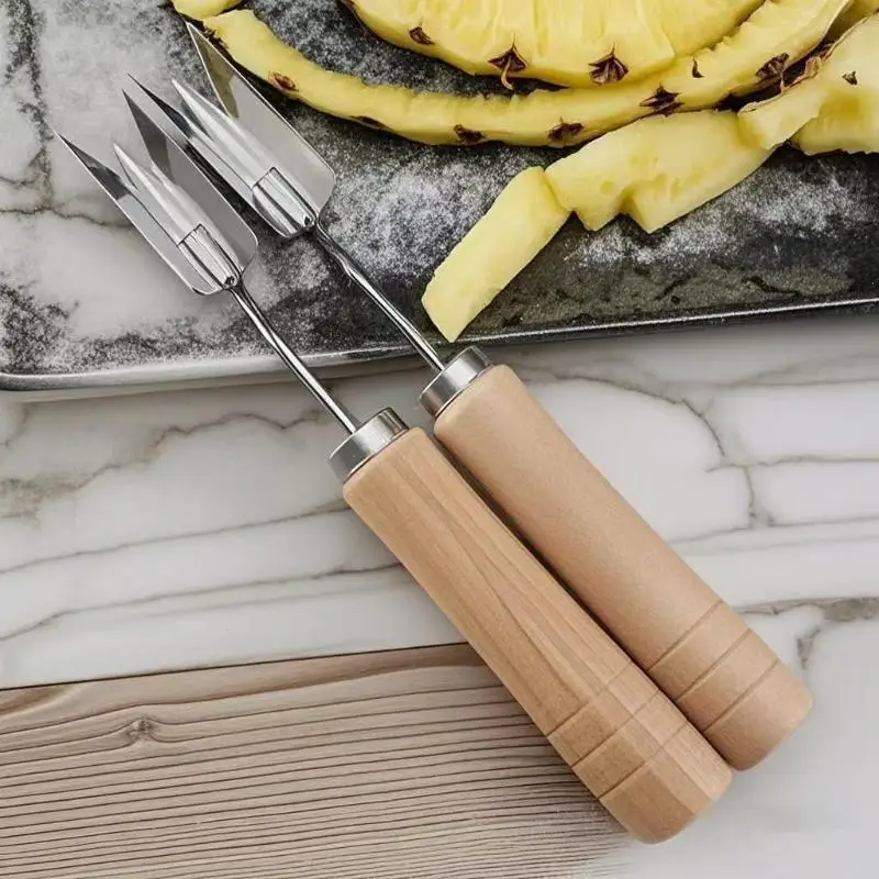 1PCS Non-slip Handle Pineapple Shovel Stainless Steel Pineapple Knife Portable Fruit Peeler V-Shaped Tools Manual Food Processo