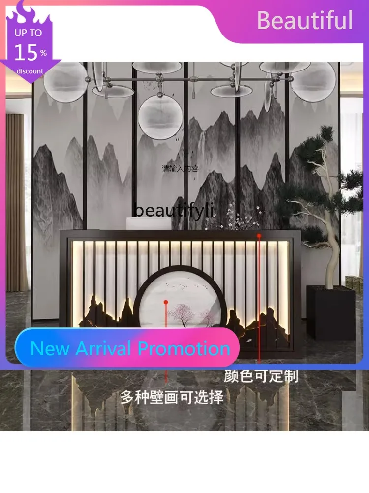 

zGZChinese Retro Cashier Small Shop Pavilion of Regimen Reception Desk Foot Massage Store Beauty Salon Bar Counter