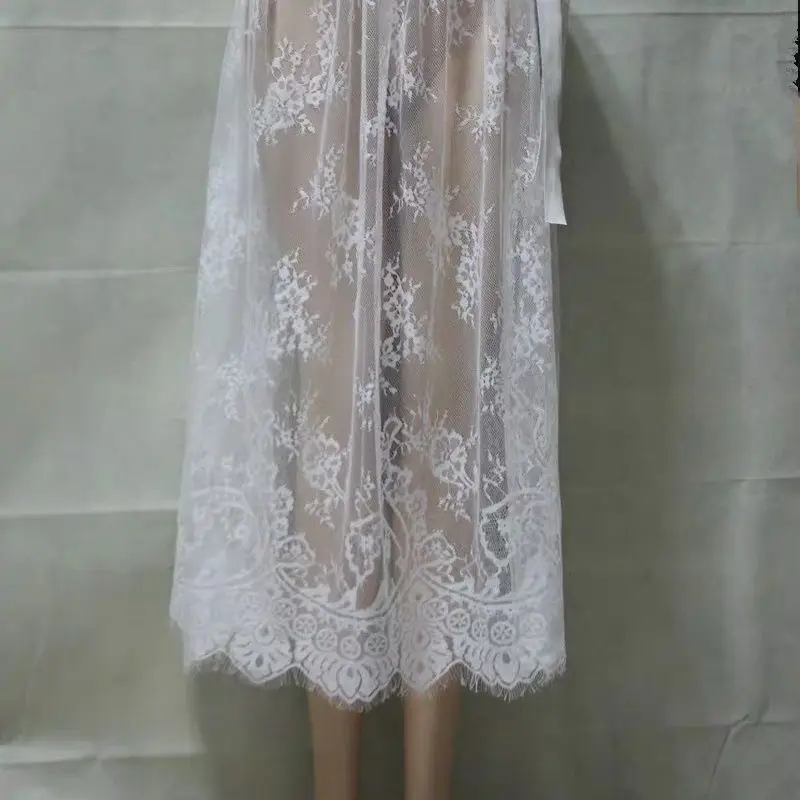 One-Piece Lace Halter Midi Skirt with Side Slit Outerwear See-Through Single Layer Anti-Light Covering Skirt for Women