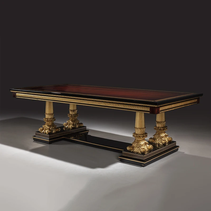 !@High Quality French Handmade Solid Wood Classic Luxury Dining Table Home Designs 6 Person Wooden Dining Room Furniture Table