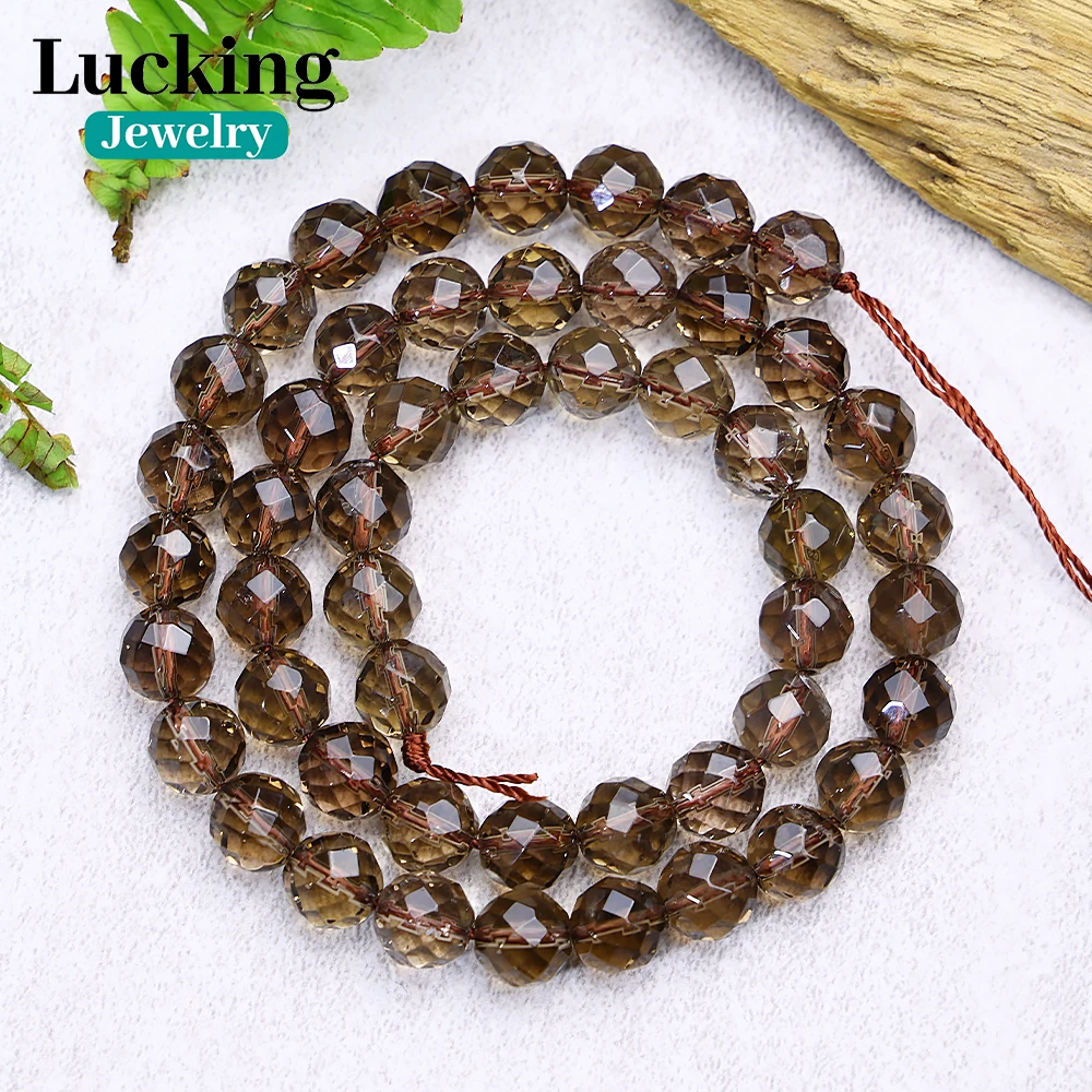 

Genuine Natural Smoky Quartz Crystal Faceted Beads 4-12mm Energy Crystal Loose Spacer Bead For Jewelry Making Bracelet Necklace