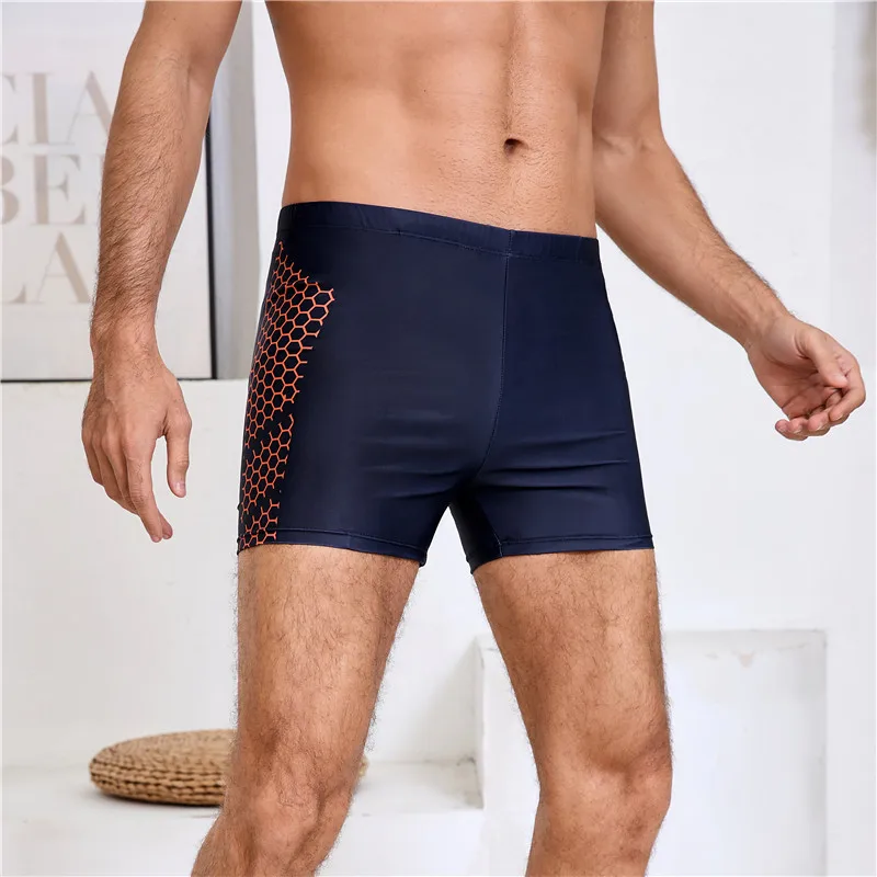 

Men's Beach Vacation Quilted Boxer Briefs Quick Dry Thermal Swimming Trunks Anti-Embarrassment Sporty Underwear