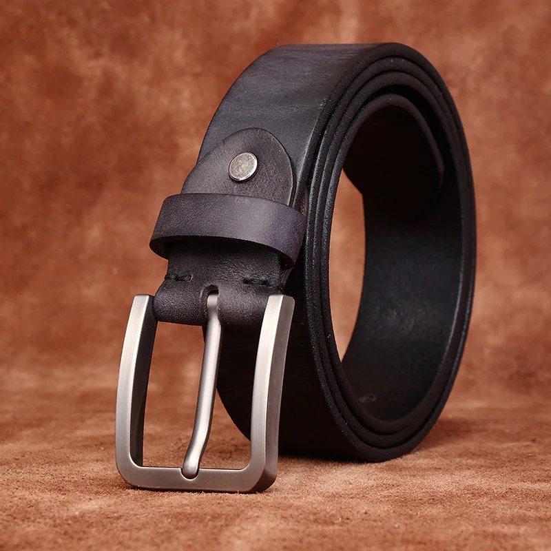 3.8CM Men High Quality Genuine Leather Belt Luxury Pin Buckle Belts Cowskin Fashion Business Retro Strap Male Jeans for Man