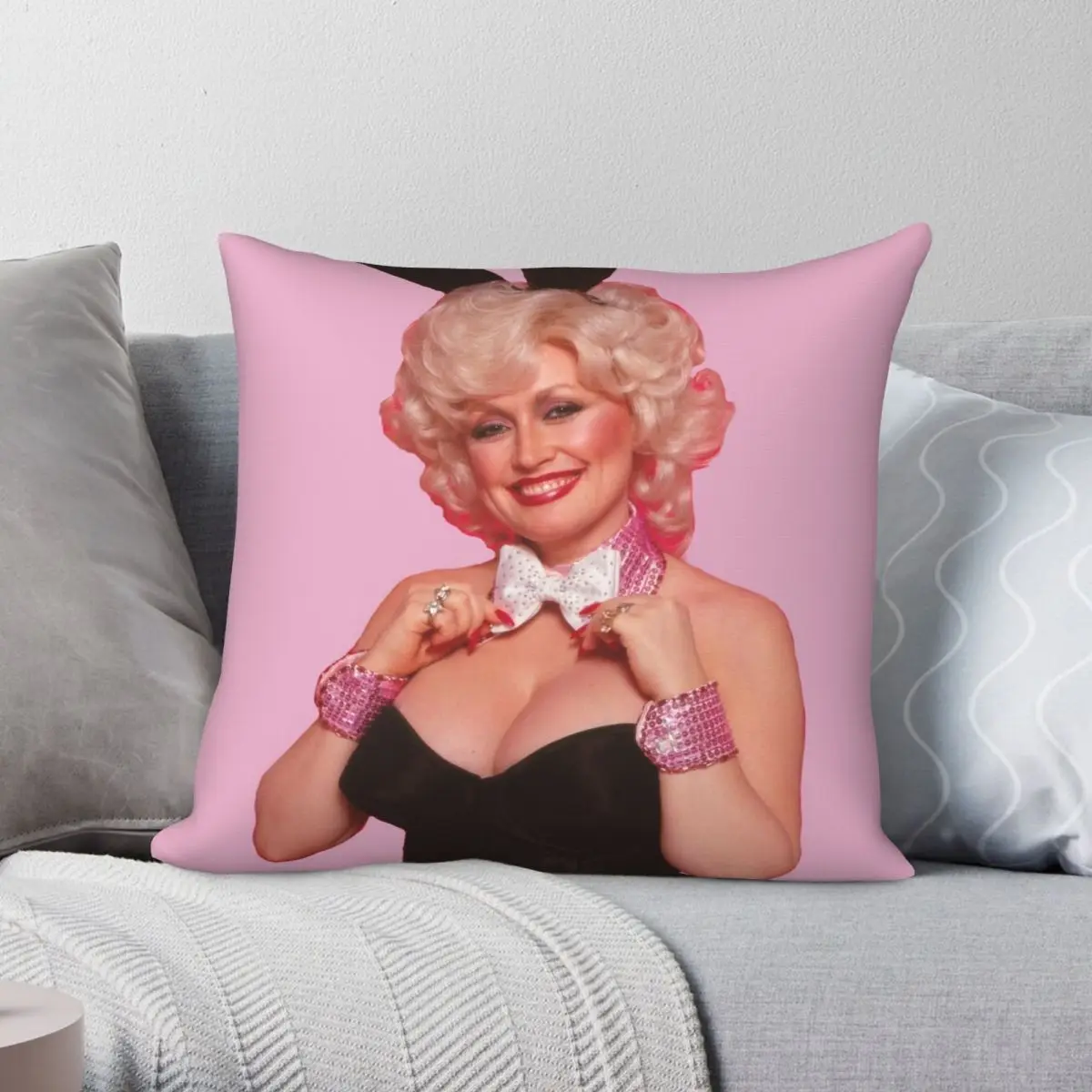 Bunny Dolly Parton Square Pillowcase Polyester Linen Velvet Creative Zip Decor Throw Pillow Case Home Cushion Cover