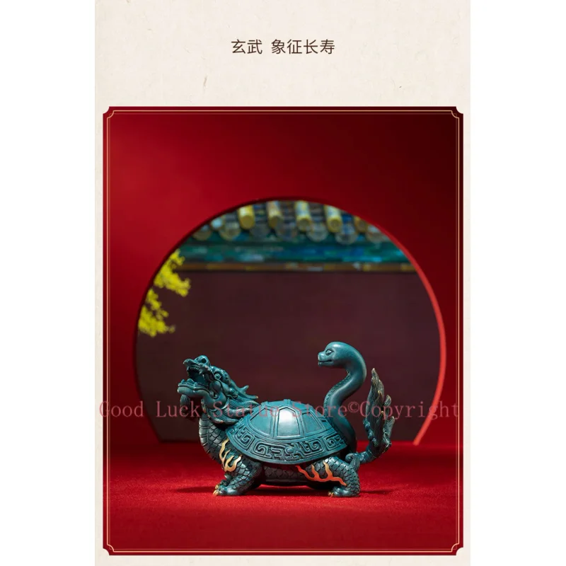 Lage TOP grade Good LUCK Auspicious talisman brass Sculpture Home office Decor ART XUAN WU Dragon turtle snake statue