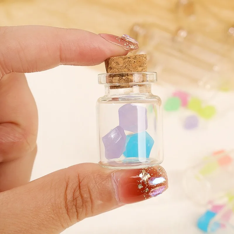 50/10PCS Mini Glass Bottle with Cork Stopper DIY Birthday Gift Transparent Empty Message Wishing Bottle Xmas Wedding Party Decor