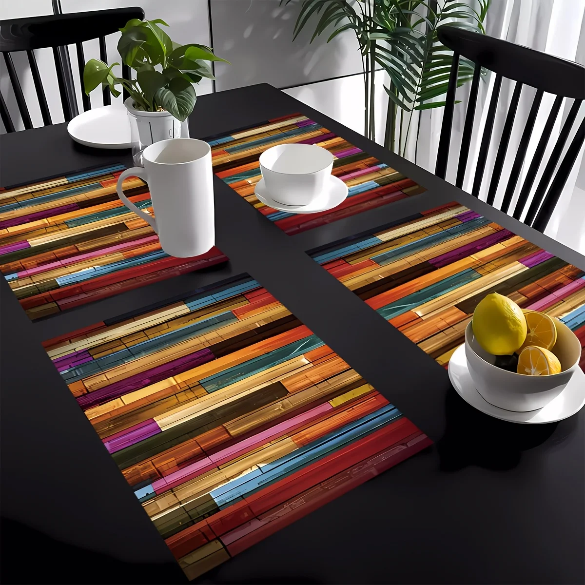 

1pcs Colorful Striped Pattern Placemats,Perfect Home Decoration Placemats, Simple Table Decoration Placemats