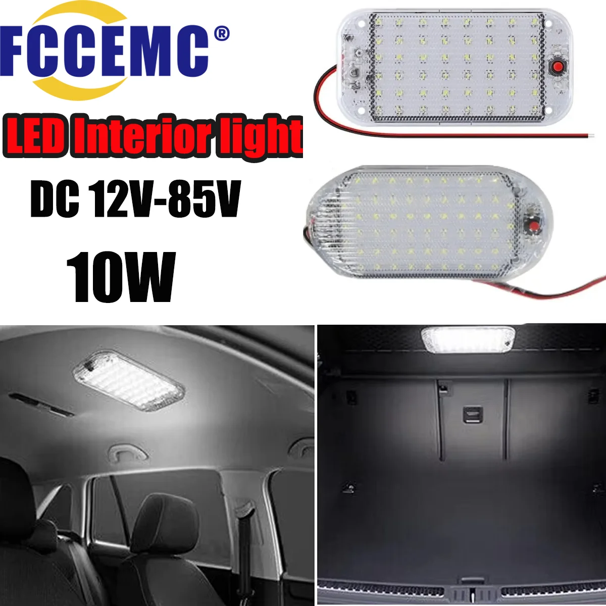 12V-85V Car Interior Lighting LED Compartment Indoor Light Bar With ON/OFF Switch For RV Lorry Truck Camper Ceiling Reading Lamp