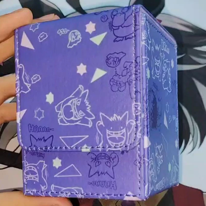 Caja de almacenamiento de cartas de Pokémon, juego de Anime, PTCG, ghodengo, Iono, Lillie, Gengar, Slowpoke, protección de tarjetas de atracción magnética, 100 + PU