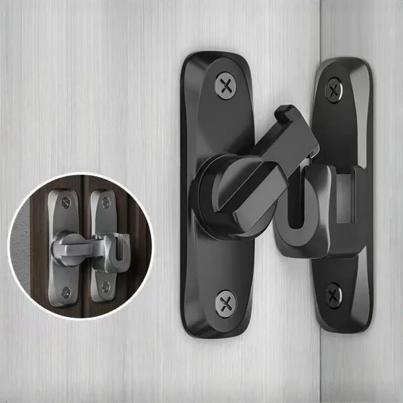 90/180 Degree Flip Door Lock Anti-Theft Sliding Door Latch Small Gate Hardware Zinc Alloy Security Bolt Adjustable Duty Lock Pro