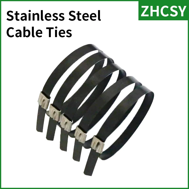 

Freeshipping 25PCS Black CoatedStainless Steel Metal Cable Tie Zip Wrap Exhaust Heat Straps Induction Width 4.6mm 100-700 304