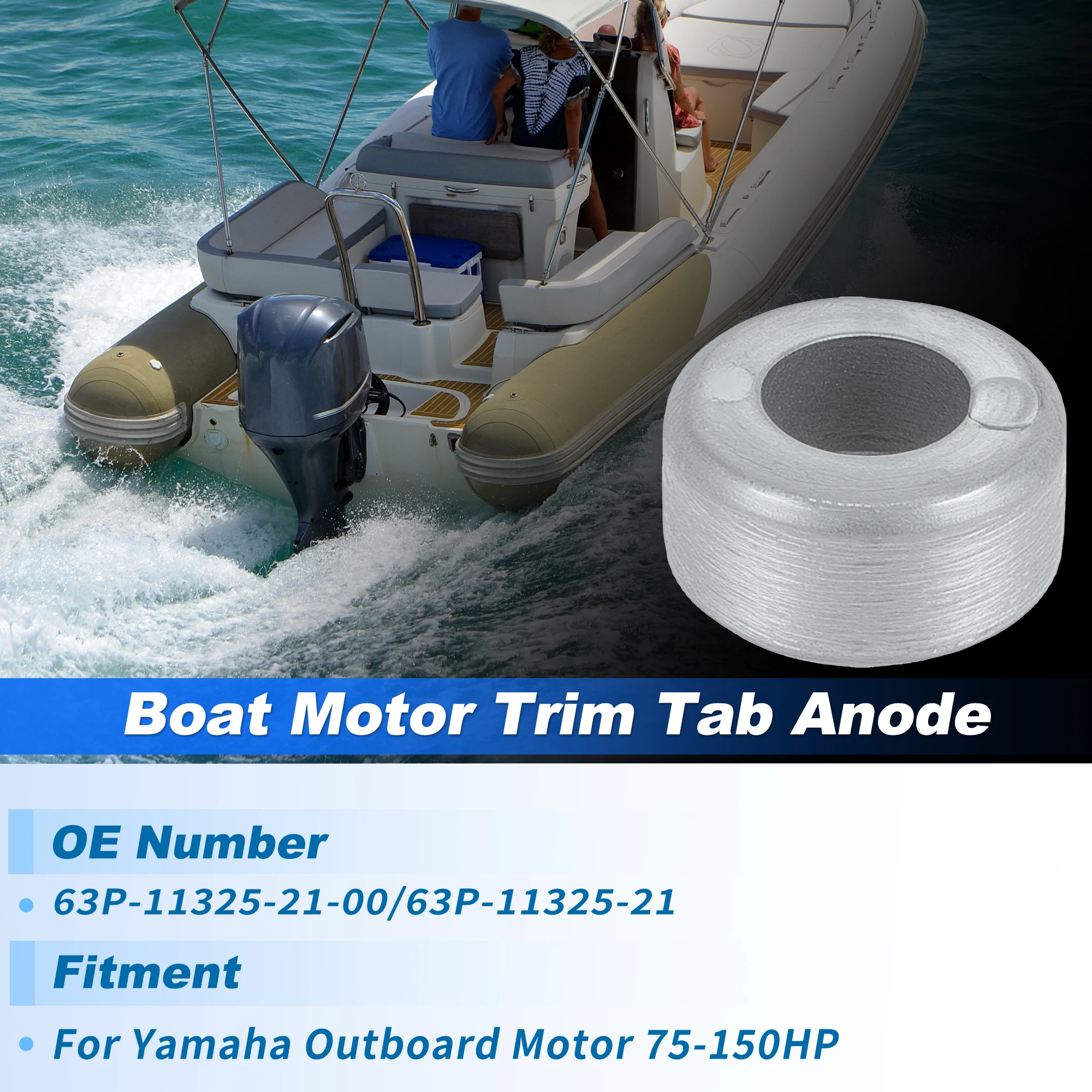 

Uxcell 63P-11325-21 Trim Tab Anode for Yamaha Outboard Motor 75-150HP Zinc Trim Tab Anode 63P-11325-21-00