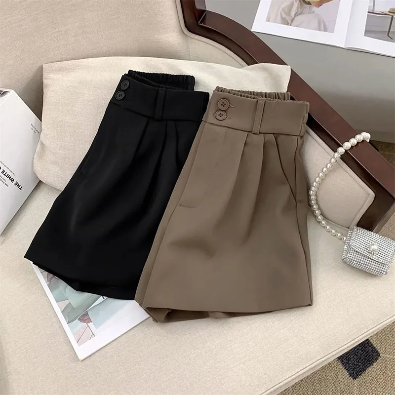 Wide Leg Suit Shorts for women Korean High Waist Office Lady Casual Shorts Y2K Summer Loose Streetwear All-match Short Pants