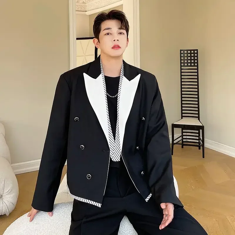 Men\'s Suit Jackets Oversize Plus Big Size Male Blazer Double Breasted Coat White Elegant Original Menswear Fashionable New In