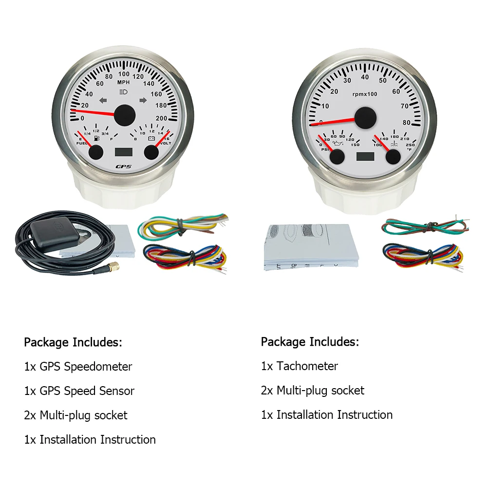 

ELING 2 Gauge Set 85mm Car Speedometer GPS 8000RPM Tachometer with Oil Pressure Water Temp Fuel Level Voltmeter 12V