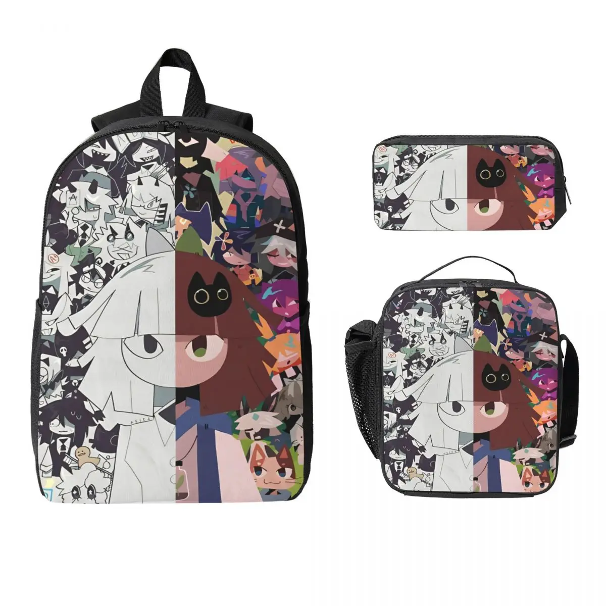 

3Pcs Fundamental Paper Education Backpack Set for Children Pen Bags Bookbag Sets with Lunch Box For School Students Knapsack