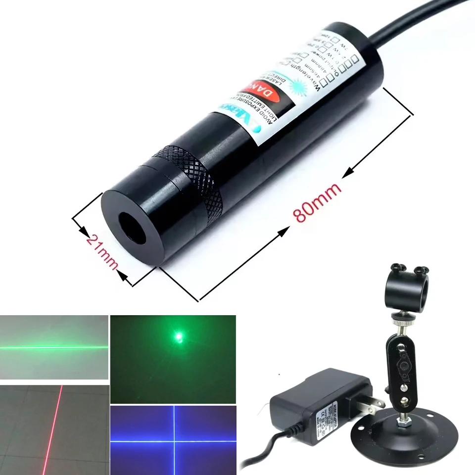 520nm 650nm 450nm Dot/Line/Cross 50mW 100mW Laser Module DC5V Adapter Holder Woodwork Positioning