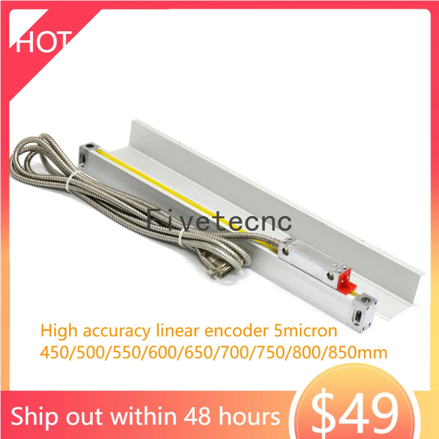 Escala Linear Codificador Linear 450 500 550 600 650 700 750 800 850 mm Viagem Fit Sino Easson Leitura Digital Dro Máquinas de Torno 5um