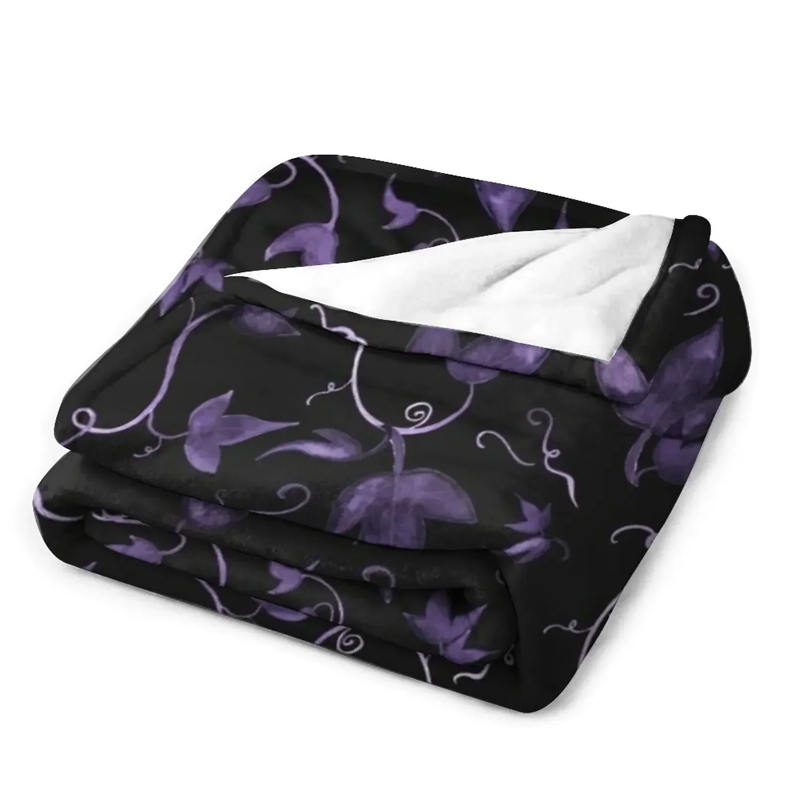 Twirling Vines Purple & Grey Throw Blanket Picnic warm for winter Blankets