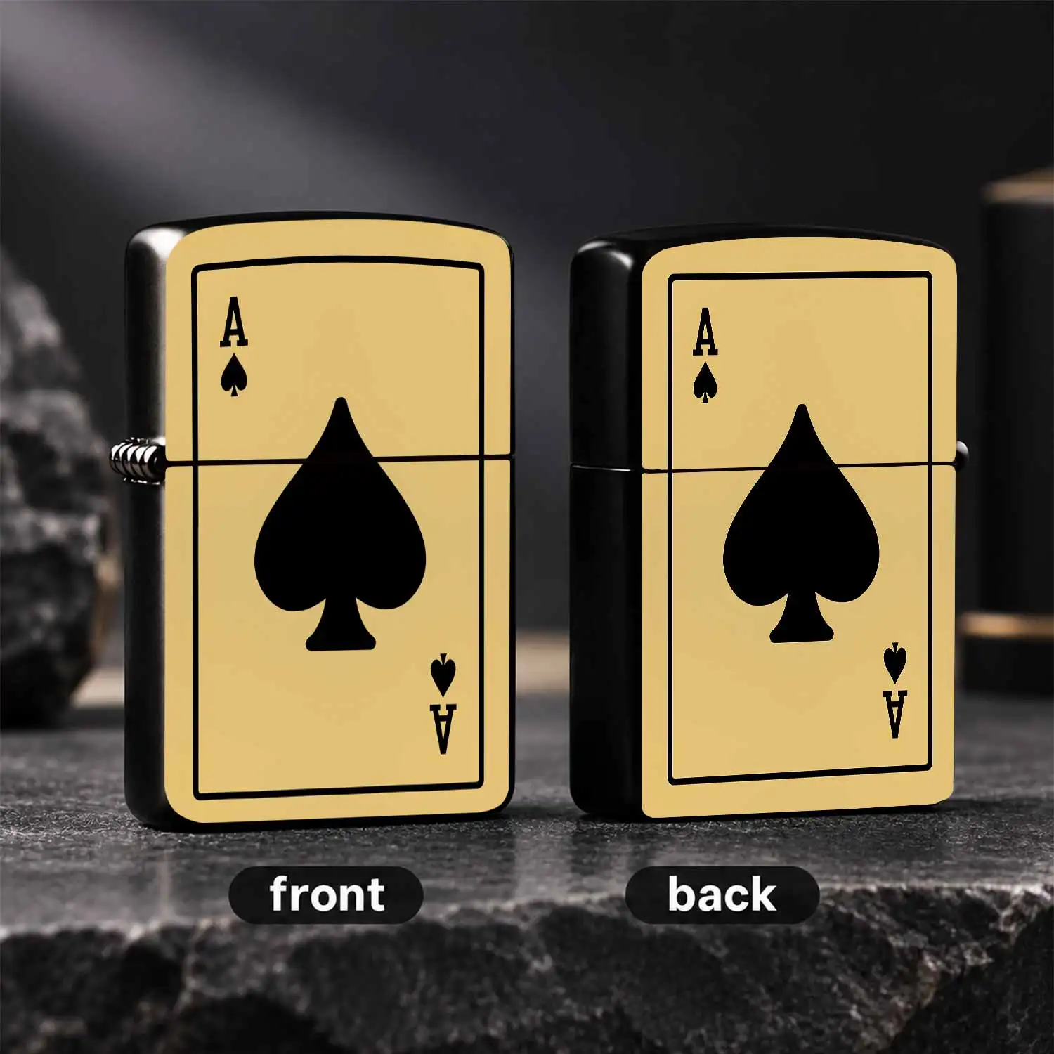 Vintage Ace Of Spades Pattern Lighter, Classic Playing Card Stylish Design Portable Igniter, Sleek Decorative Practical Accessory For Daily Travel, Gathering, Outdoor Activities, Ideal Thoughtful Gift Choice For Friend A Humorous And Intere