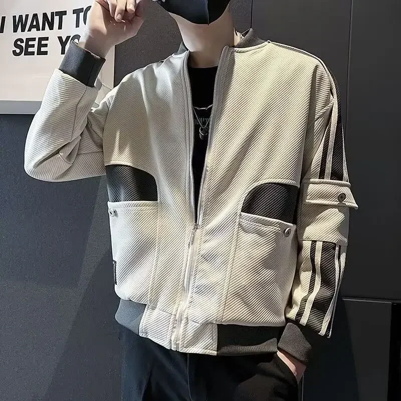 Baseball Jacket for Men Slim Fit Spring Autumn Korean Reviews Many Vintage Man Coat Y2k Stylish Cheap Clothes Offer Casual Sale