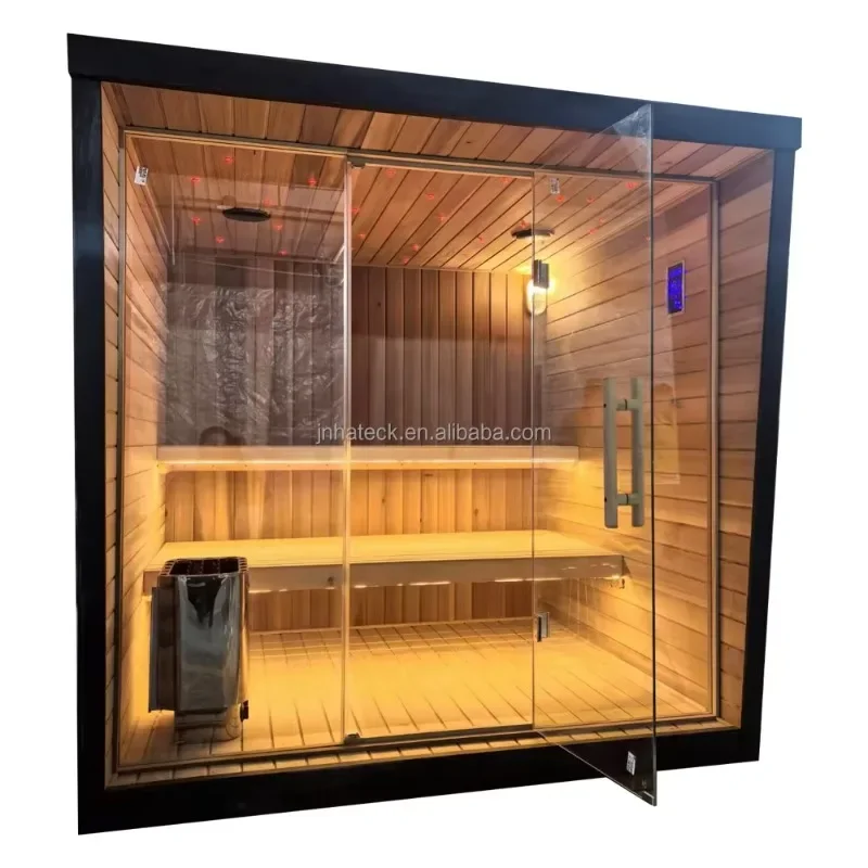 FL Sauna Factory Arrival Fast Assembled Prefab Outdoor Sauna Hotel Carbonized Spruce Sauna with Shower Customized