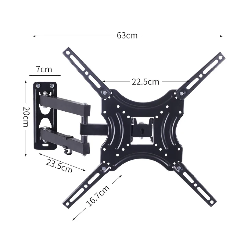 Universal Wall Mount Monitor Stand, Cabide de TV telescópico ajustável, Acessórios multifuncionais, Swing TV Stand