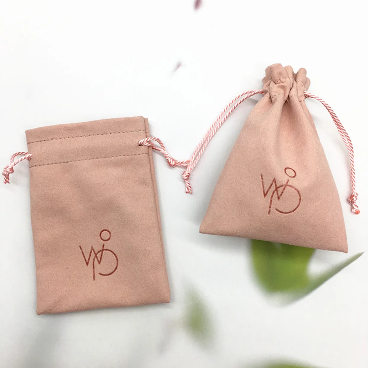 

Pink Personalized Logo Printing Custom Drawstring Bag Jewelry Packaging Bag Small Bag Free Shipping Chic Wedding Jewelry Bag