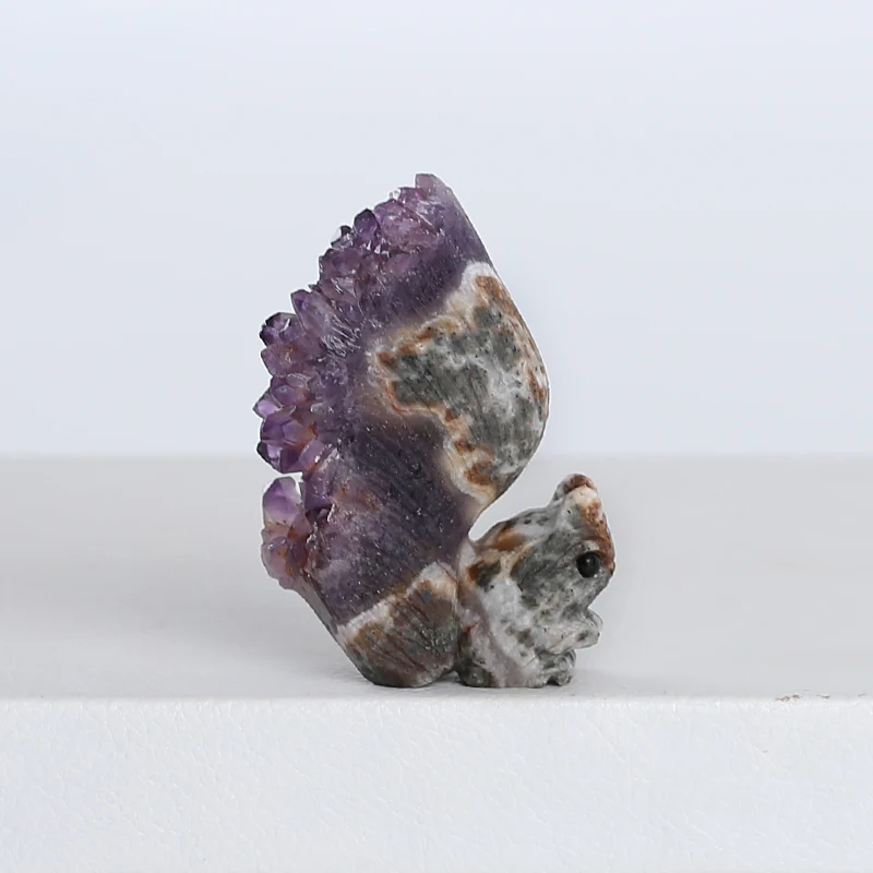 Natural Gemstone Amethyst Carved Squirrel Decoration,For Jewelry Making Charm Gift Accessories