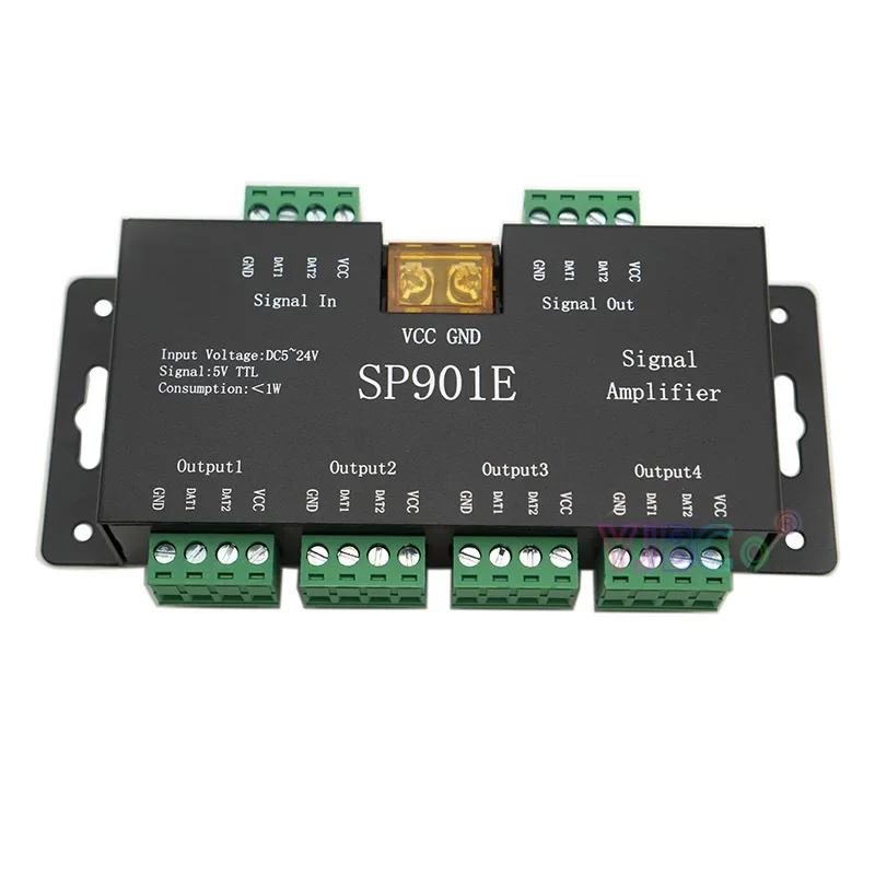 

5 ~ 24 В SP901E SPI усилитель сигнала повторитель для WS2812B WS2811 APA102 RGB адресная пиксельная светодиодная лента матричная панель световой модуль