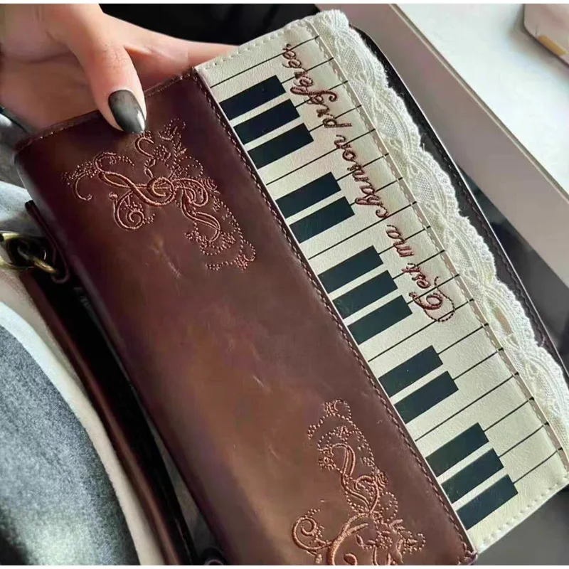 Polka Dot Piano Key Umhängetasche, große Handtasche in Kontrastfarbe, Y2k JK Mädchen-Aktentasche, Damen Wave Point Bowling-Einkaufstasche – Detail 13