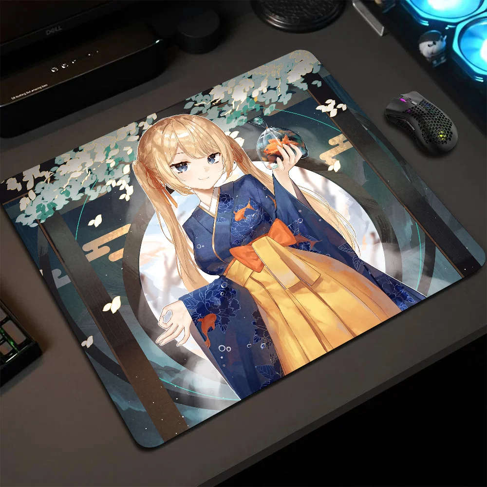 Amelia Watson Youtuber Hololive Girl Anime Mousepad Small LockEdge Mouse Pad For Gamers Computer Desk Pad Anti-slip Rubber