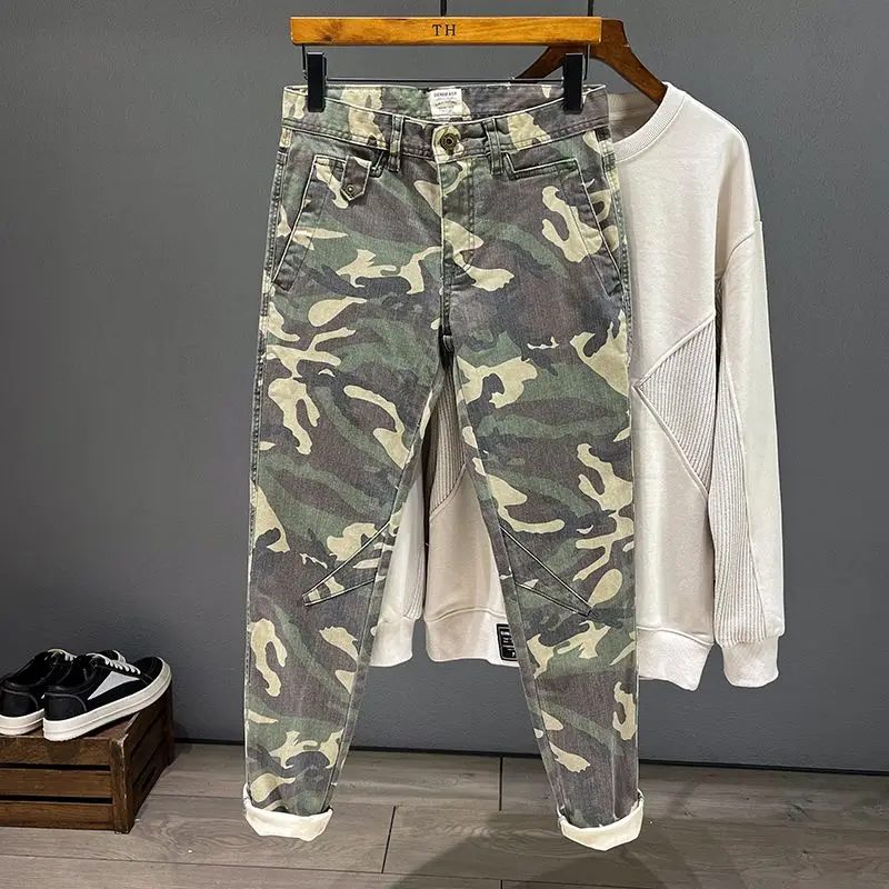 

Splicing Camo Pants Men's 2026 Spring Autumn Brand Slim Straight Outdoor Men's Popular Versatile Casual Pants Men Clothing