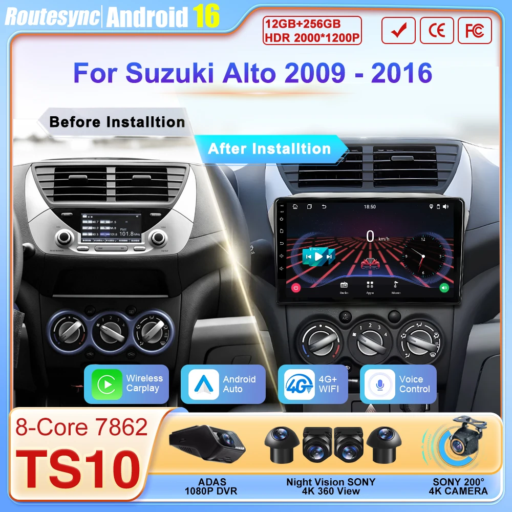 

Автомобильный мультимедийный плеер 2Din Android 16 для Suzuki Alto 2009-2016, автомагнитола с Carplay и GPS